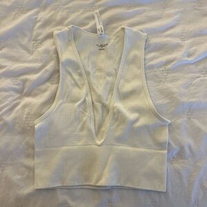 Urban Outfitters Cream Ribbed Tank Top